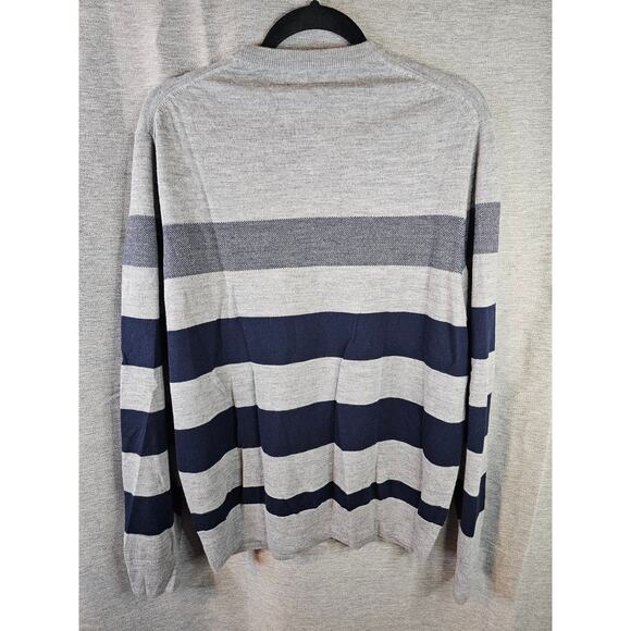 Brooks Brothers Extra Fine Merino Wool Crew Neck Sweater Sz LG Gray colorblock - Picture 6 of 6